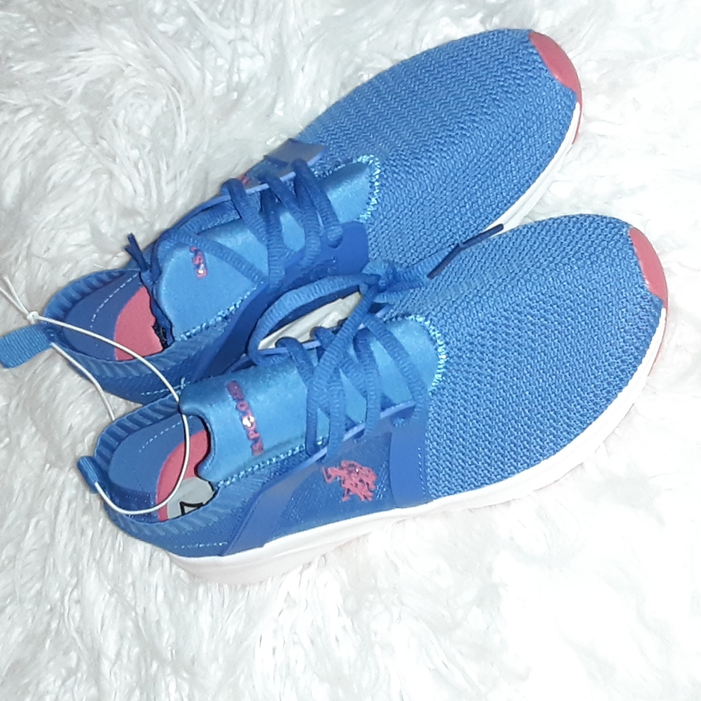 ladies light sneakers blue white sole stretch soft slip on.